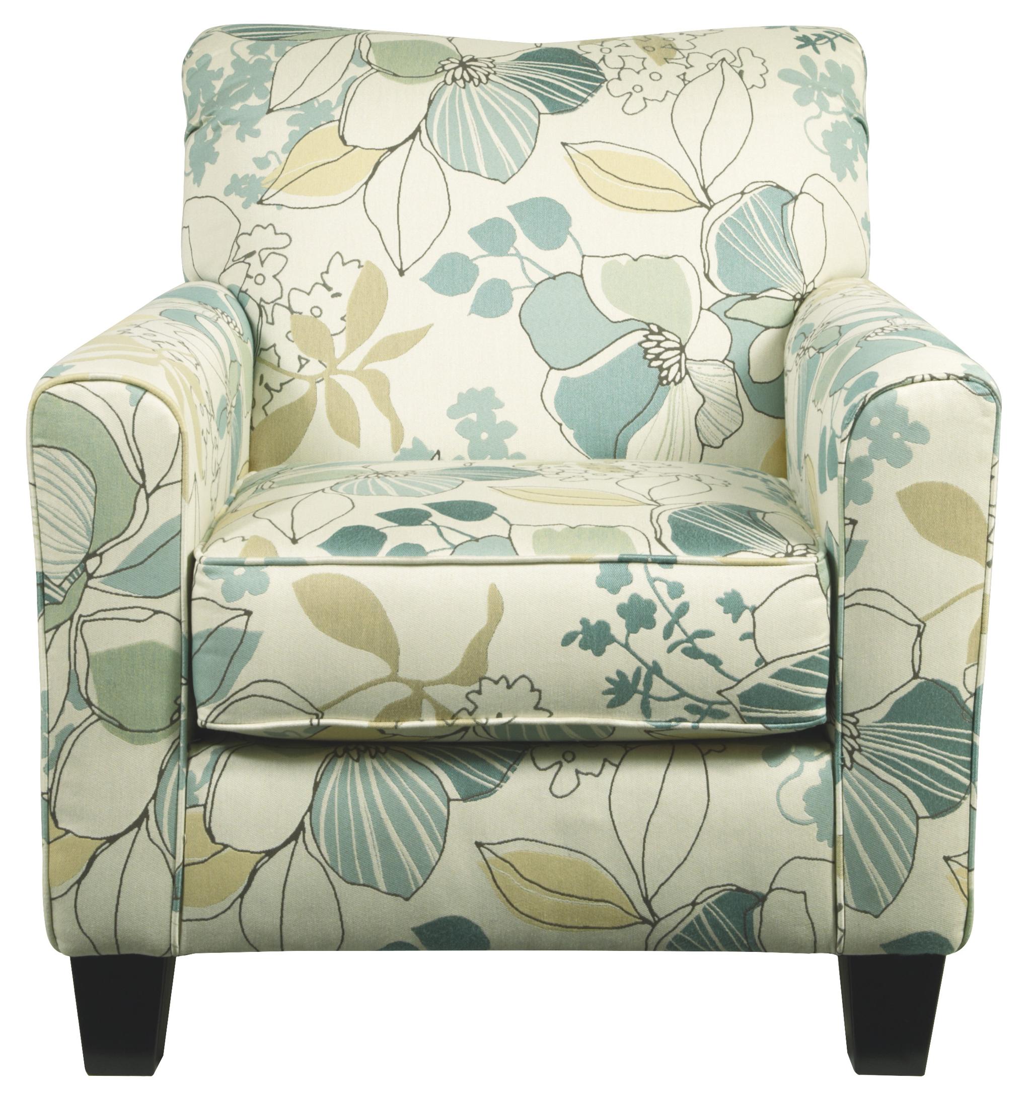Signature Design by Ashley Daystar - Seafoam 2820021 Contemporary Accent Chair with Floral 